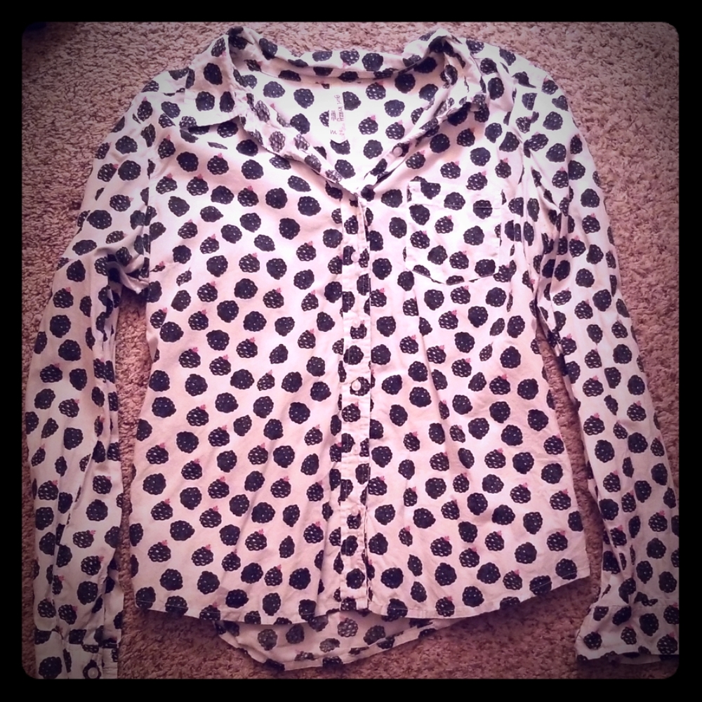 Button down blue raspberry shirt! Very quirky